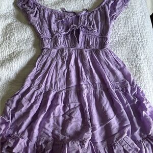 Aeropostale Purple Ruched Off-the-Shoulder Sundress